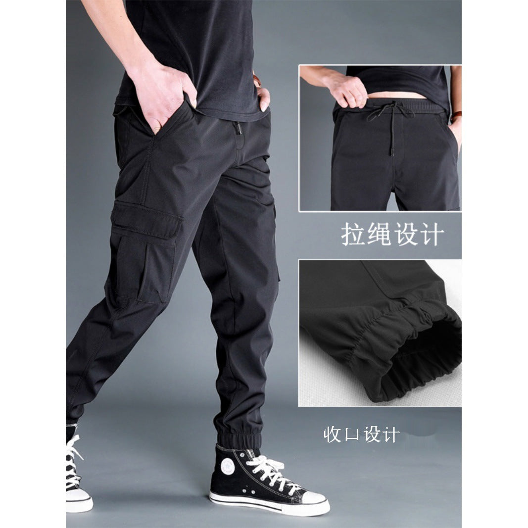 Ice Silk Crock Pants Men's Leg-tipped Summer Thin Casual Pants Loose plus size Quick-drying Pants Fashion Brand Sports Pants