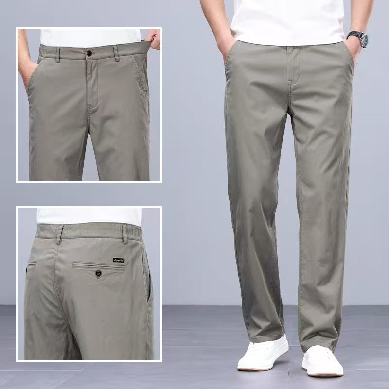 Binhaolu Men's Clothing High-End Pure Cotton Casual Pants for Men, Autumn and Winter Style with Fleece, New Business Style Men's Pants in Navy Blue