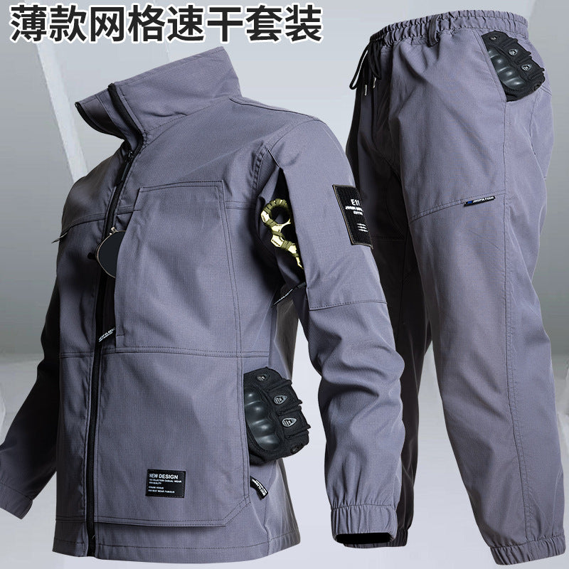 Outdoor Summer Camouflage Clothing suit Men's Wear-resistant Tear-resistant Multi-pocket Labor Protection Breathable Quick-drying Training Clothing Men's Tooling