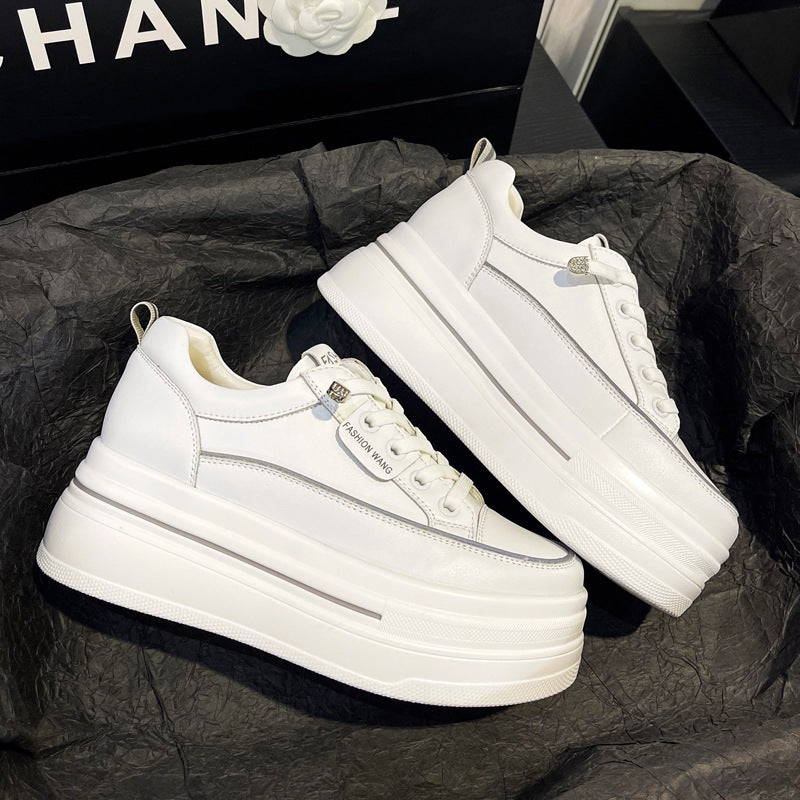 Small Size Women's Shoes 2026 Spring and Summer New Thick-Soled Height-Increasing White Sneakers for Petite Women, Lace-Free White Sneakers, Women's Flats