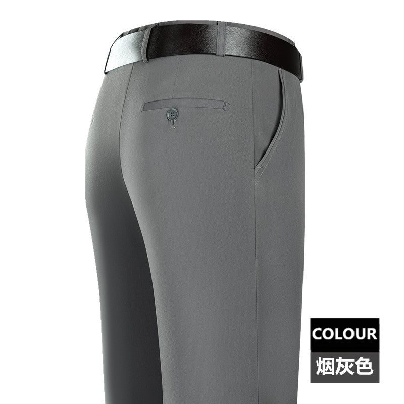 2025 New Summer Thin Mulberry Silk Middle-Aged Business Casual Straight Loose Wrinkle-Free Men's Pants