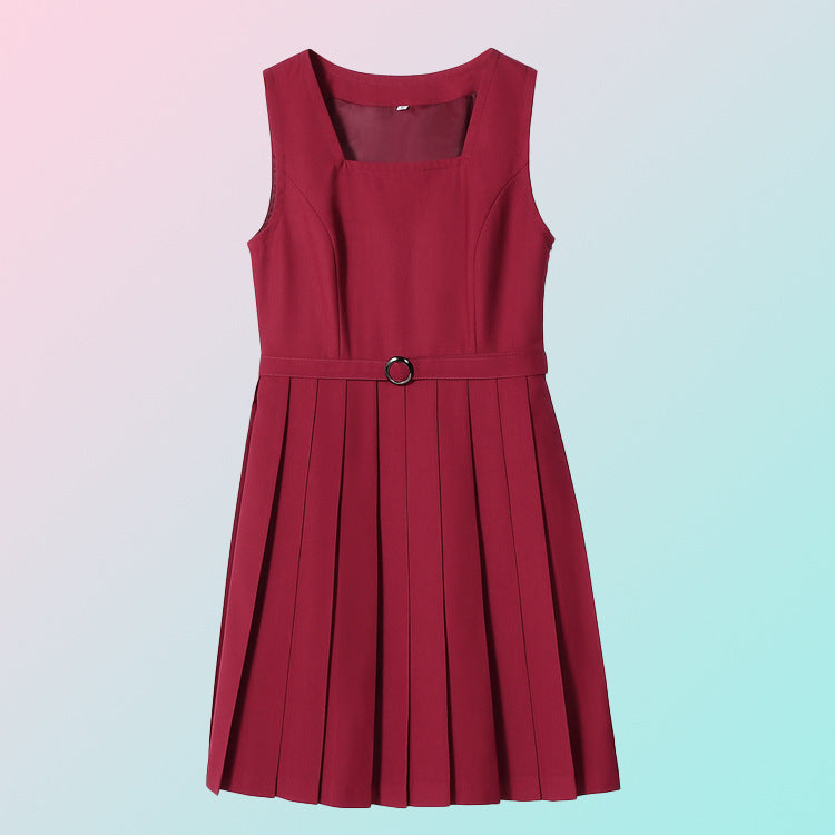 Original Spring and Summer Vest Dress Suit British College Dress Sleeveless Student Class Uniform School Uniform Work Clothing Versatile Women's Skirt