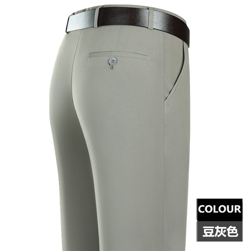 2025 New Summer Thin Mulberry Silk Middle-Aged Business Casual Straight Loose Wrinkle-Free Men's Pants