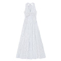 Gentle Style Stripesd Bow Halter V-Neck Dress for Women Summer Seaside Vacation A-Line Skirt French Style Long Skirt