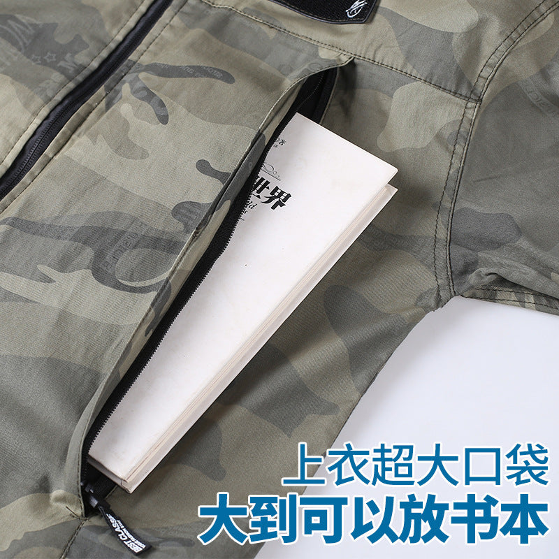 Summer Pure Cotton Thin Work Clothes Set for Men and Women Stretch Camouflage Clothing for Welders Wear-resistant Work-protection Clothing Casual Suit