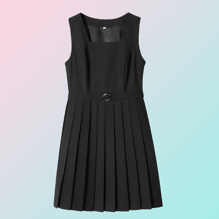 Original Spring and Summer Vest Dress Suit British College Dress Sleeveless Student Class Uniform School Uniform Work Clothing Versatile Women's Skirt