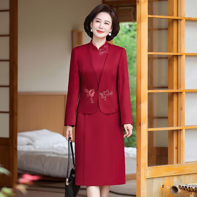 2024 New Chinese Mother's Wedding Dress Two-Piece Wedding Dress for dress Women's Spring and Autumn Middle Year Happy Mother-in-Law Wedding Dress