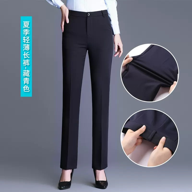 Trousers Women's Black Work Professional Straight-Leg Women's Pants High Waist Work Dress Pants Slim Look Suit Pants Draped Pants