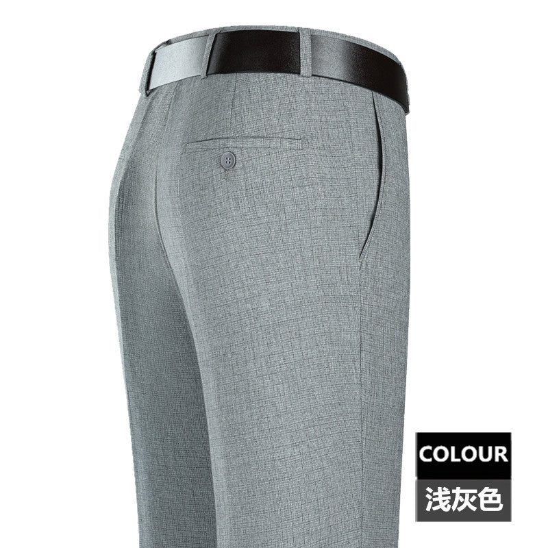 2025 New Summer Thin Mulberry Silk Middle-Aged Business Casual Straight Loose Wrinkle-Free Men's Pants