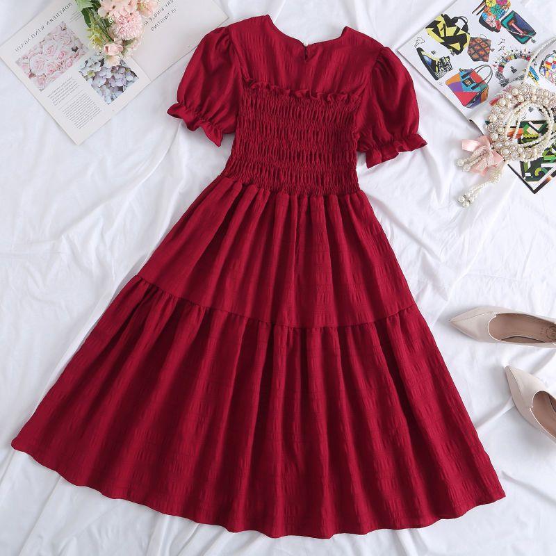 Chiffon Short-sleeved Dress for Women New ins Sense Niche Mid-length French Douyin Slimming Look Skirt