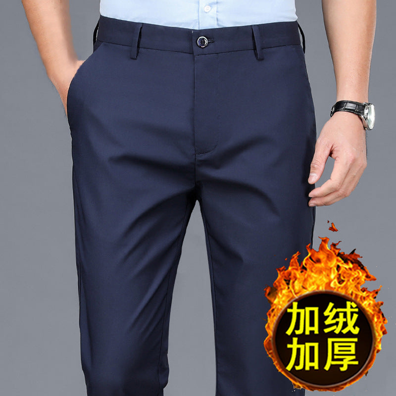 Men's Casual Trousers for Foreign Trade, Loose and Fattened, No-Iron Straight Suit, Business Elastic Trousers Wholesale