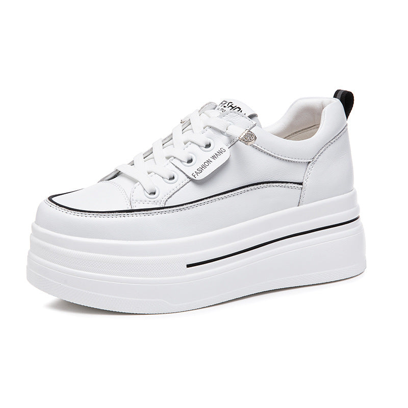 Small Size Women's Shoes 2026 Spring and Summer New Thick-Soled Height-Increasing White Sneakers for Petite Women, Lace-Free White Sneakers, Women's Flats