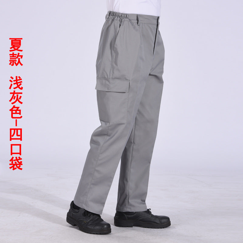 Autumn and Winter Pure Cotton Work Pants for Men, Wear-Resistant Welding Workwear, Blue Construction Site Workshop Handling Work Clothes Pants