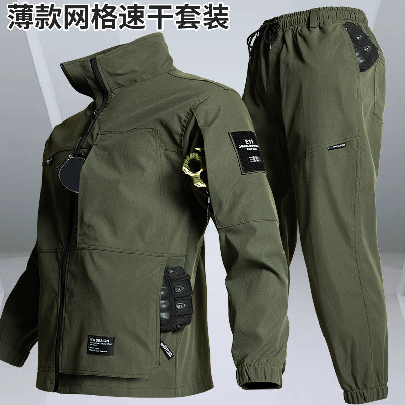 Outdoor Summer Camouflage Clothing suit Men's Wear-resistant Tear-resistant Multi-pocket Labor Protection Breathable Quick-drying Training Clothing Men's Tooling