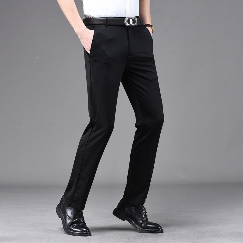 Business Casual Pants Men's Vertical Straight Dress Men's Spring and Summer Loose plus size Non-ironing Long Pants Stretch Pants