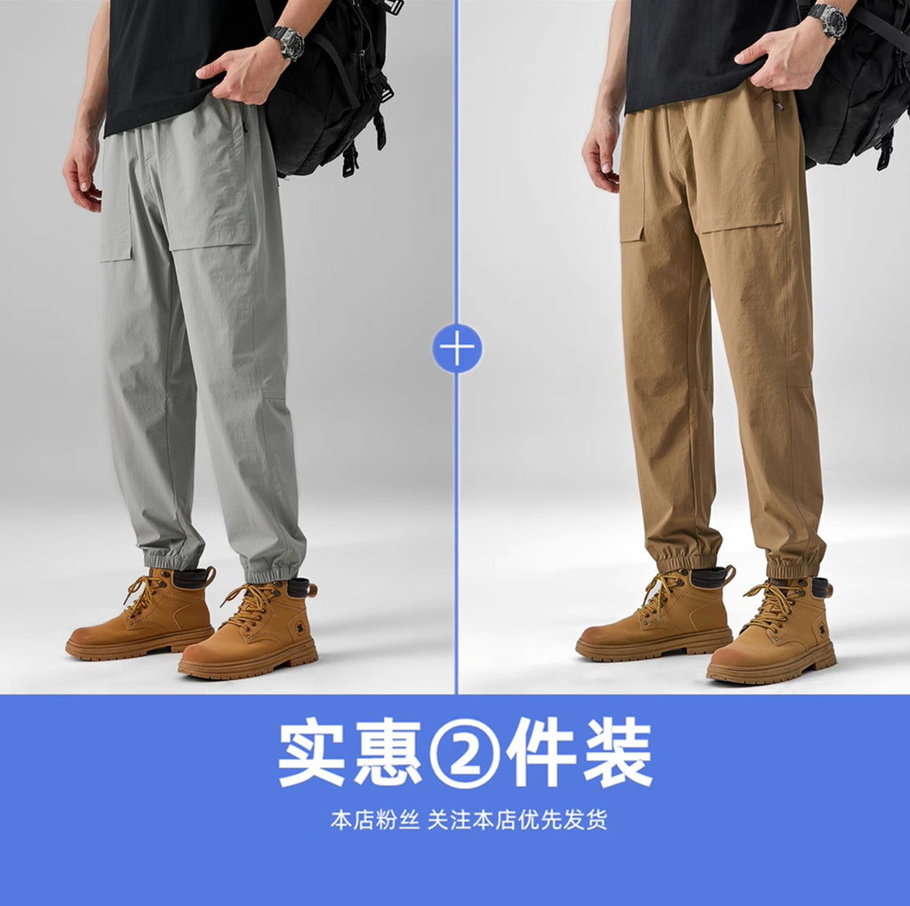 2024 Summer Thin Pants Soft Shell Waterproof Windproof Men's American Style Functional Outdoor Mountaineering Casual Crock Pants