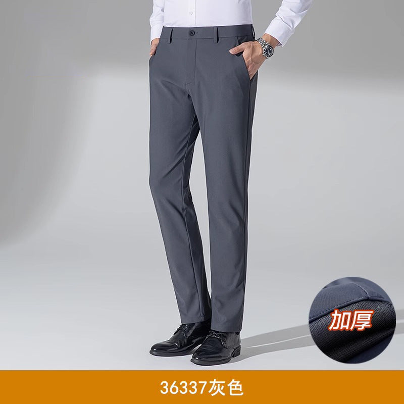 Business Pants Men's Casual Pants Summer Ultra-thin Stretch Ice Silk Men's Pants Middle-aged Loose Straight Suit Pants