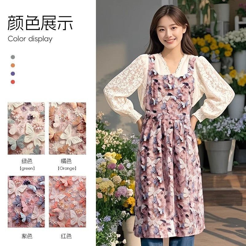 Floral Apron, High-Looking, Young Style, Anti-Fouling Suspenders, Flower Shop, Cafe, Cake Shop, Baking Work Clothes