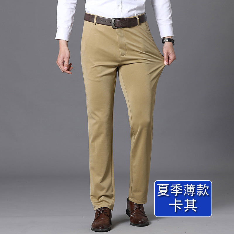 Spring and Summer 2024 New Stretch Men's Casual Pants Middle-aged and Young Men's Four-sided Stretch Men's Pants Thin Men's Straight Long Pants