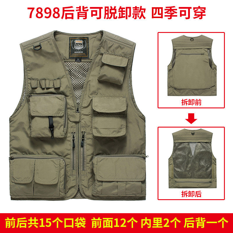 Four Seasons Photography Tooling Multi-Pocket Quick-Dry Vest Safety Waistcoat Logo Printing Men's and Women's Wear