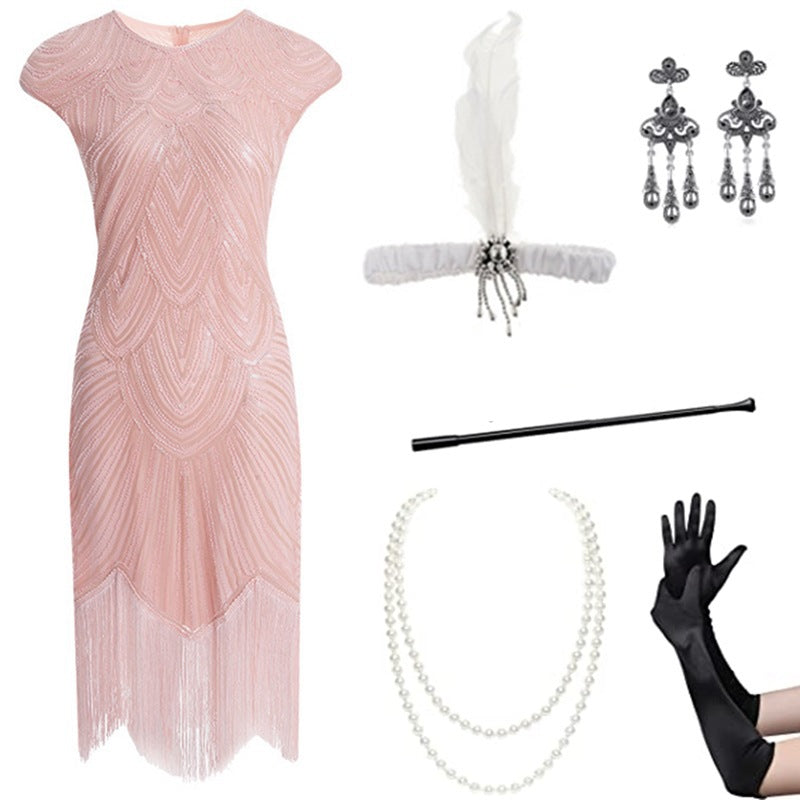 Foreign trade European and American 1920 retro women's sequined dress Gatsby ball tassel dress stage performance clothing suit