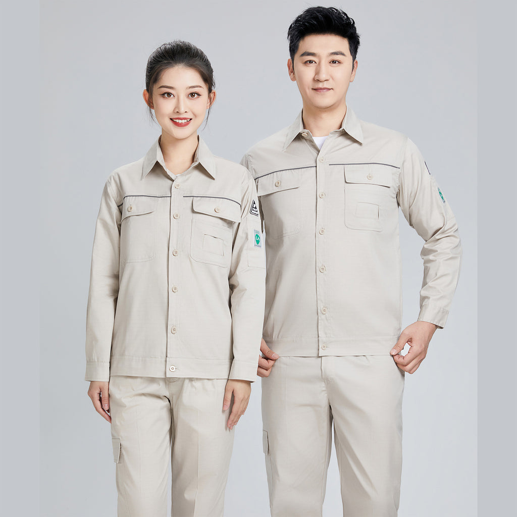 Pure cotton summer anti-static card pocket work clothes gas station filling station thin gas petrochemical long sleeve labor protection clothing