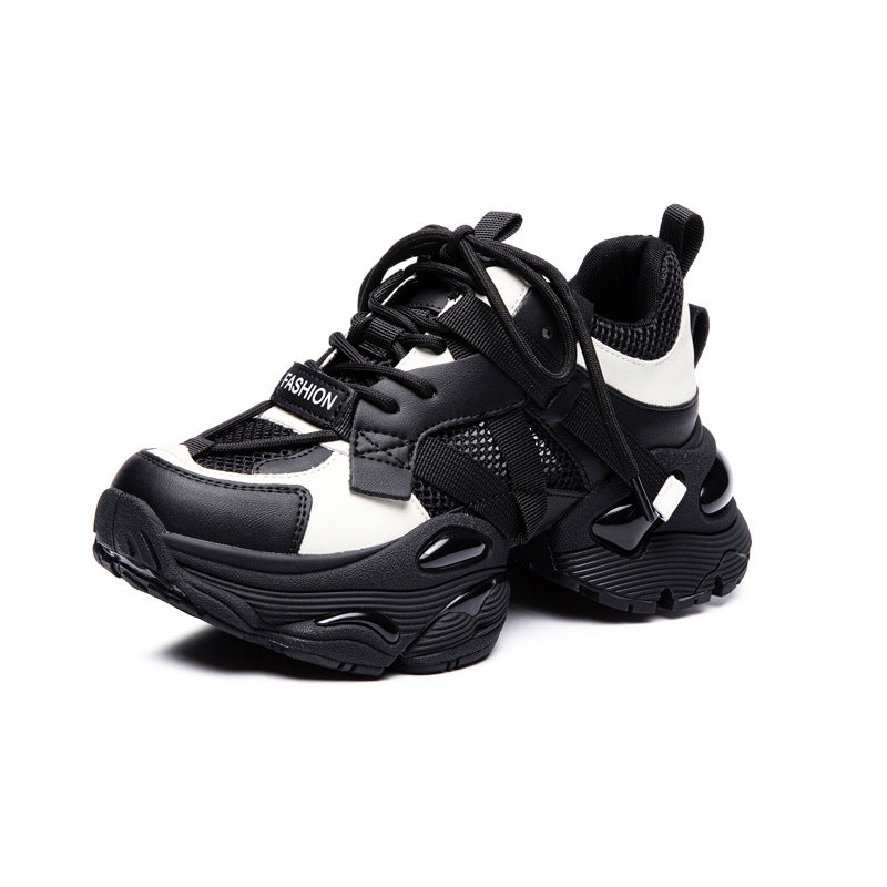 Thick-Soled Dad Shoes for Women 2025 Summer New Versatile Height-Increasing Breathable Mesh Sports Casual Shoes Platform Heel