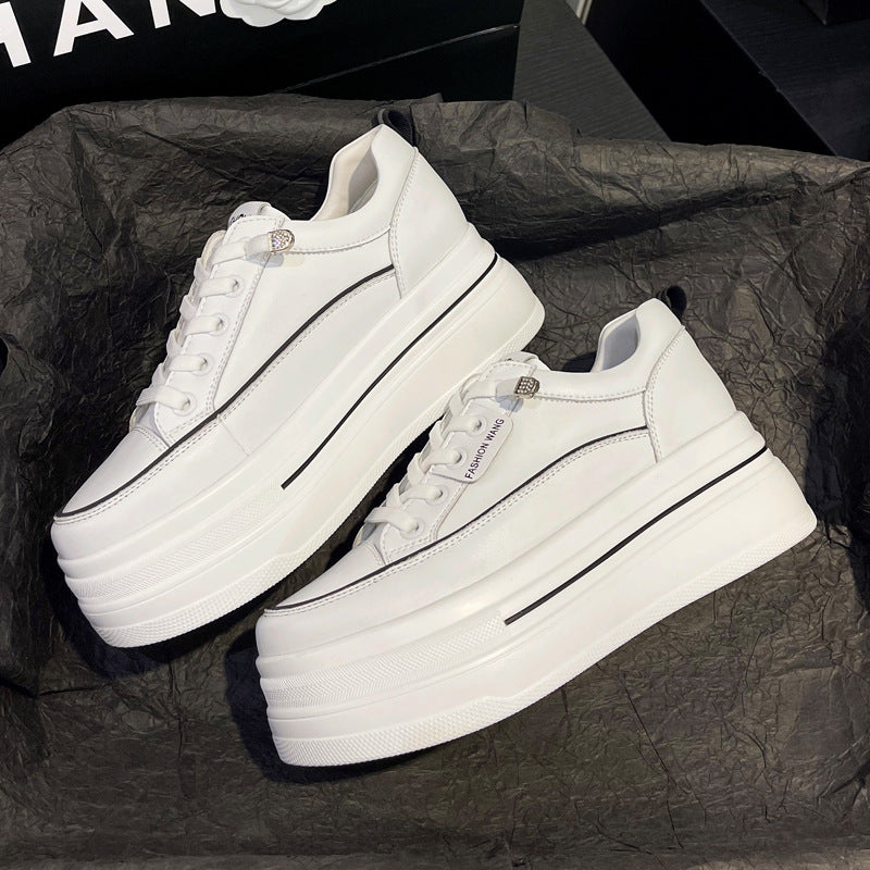 Small Size Women's Shoes 2026 Spring and Summer New Thick-Soled Height-Increasing White Sneakers for Petite Women, Lace-Free White Sneakers, Women's Flats