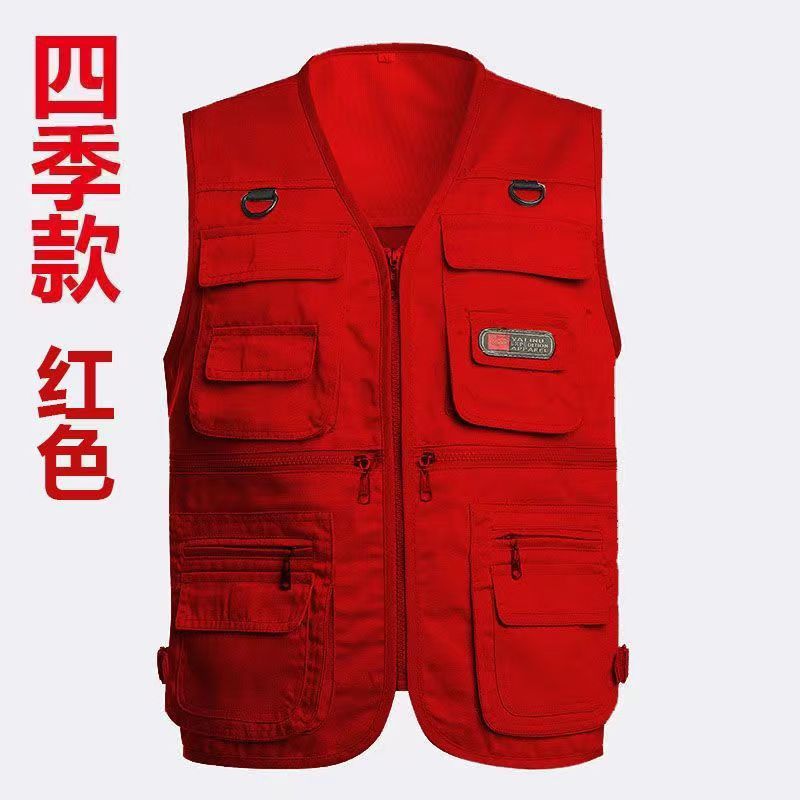 Cross-Border Outdoor Multi-Pocket Vest Men's Fishing Vest Photography Middle-Aged Men's Tops Work Clothes Middle-Aged and Elderly Dad Wear