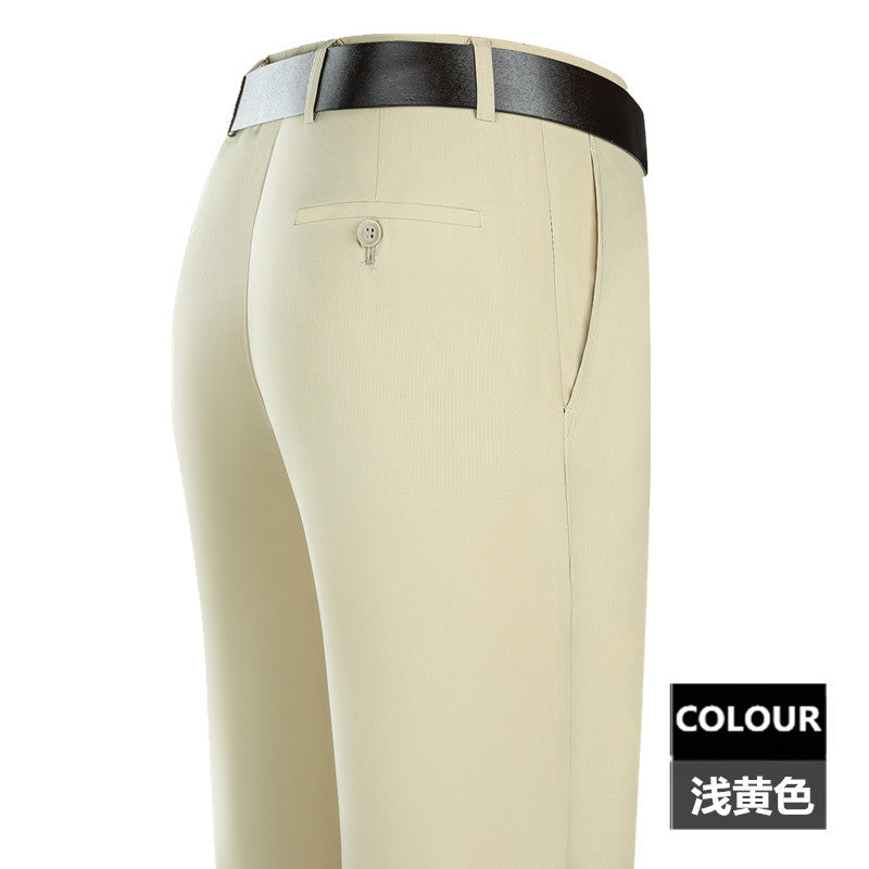 2025 New Summer Thin Mulberry Silk Middle-Aged Business Casual Straight Loose Wrinkle-Free Men's Pants