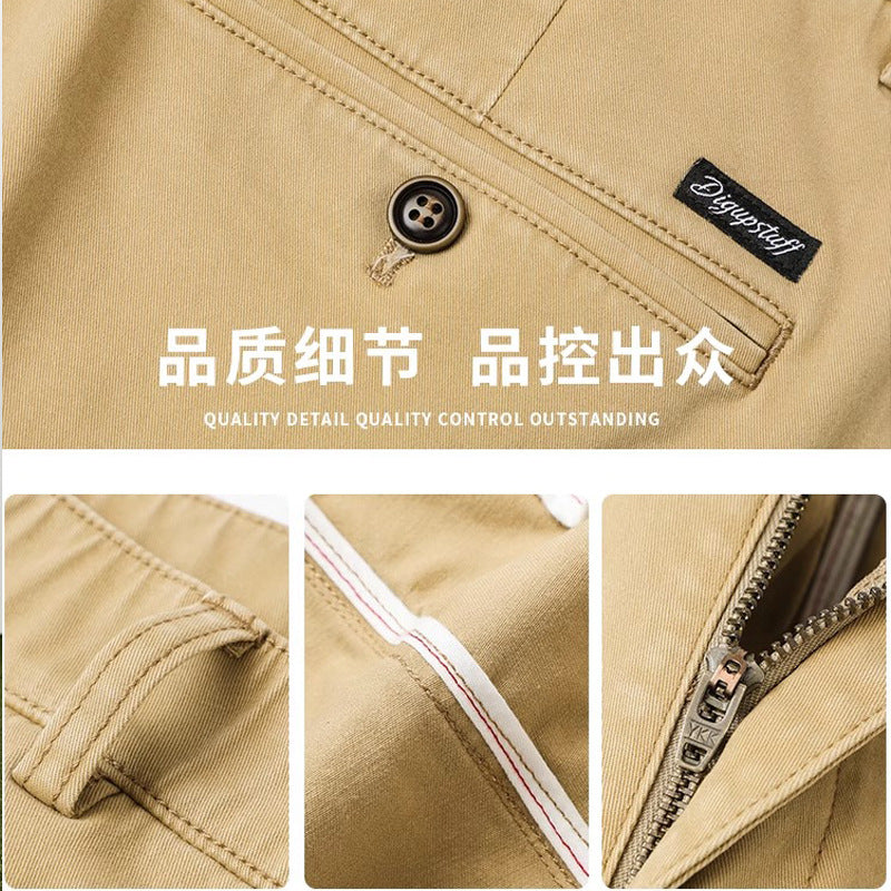 Binhaolu Men's Clothing High-End Pure Cotton Casual Pants for Men, Autumn and Winter Style with Fleece, New Business Style Men's Pants in Navy Blue
