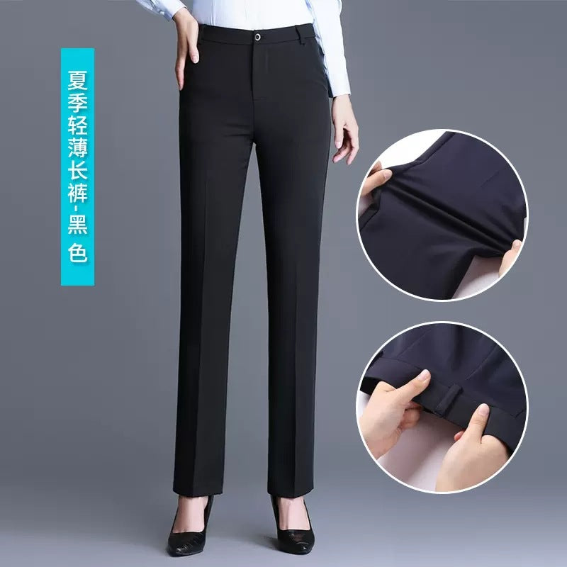 Trousers Women's Black Work Professional Straight-Leg Women's Pants High Waist Work Dress Pants Slim Look Suit Pants Draped Pants
