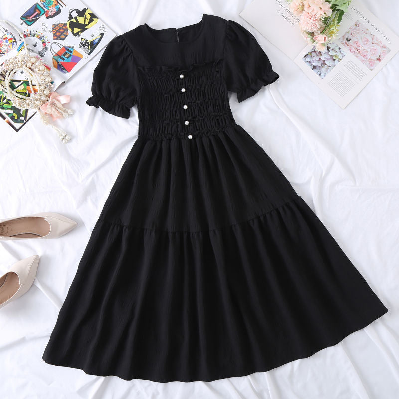 Chiffon Short-sleeved Dress for Women New ins Sense Niche Mid-length French Douyin Slimming Look Skirt